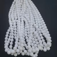 Jade kralen, Mashan Jade, Ronde, gepolijst, DIY & verschillende grootte voor keus, wit, Per verkocht Ca 15.75 inch Strand