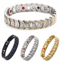 Zinc Alloy Bracelet plated Unisex & with rhinestone nickel lead & cadmium free Length 8.27 Inch Sold By PC