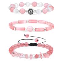 pierre gemme Set de bracelet, trois pièces & unisexe, plus de couleurs à choisir, 3PC/fixé, Vendu par fixé