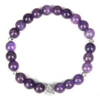 agate veines de dragon bracelet, avec alliage de zinc, Rond, Placage de couleur argentée, unisexe & normes différentes pour le choix, plus de couleurs à choisir, Longueur 7.5 pouce, Vendu par PC