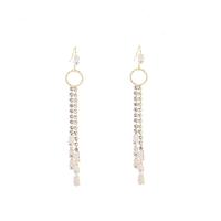 Fashion Fringe Boucles d'oreilles, laiton, Placage de couleur d'or, pour femme & avec strass, doré, protéger l'environnement, sans nickel, plomb et cadmium, 78x10mm, Vendu par paire