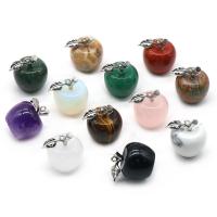 Colgantes de Gemas, Piedras preciosas, con aleación de zinc, Manzana, chapado en color de plata, 12 piezas, color mixto, 16x20mm, 12PCs/Caja, Vendido por Caja