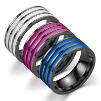 Titantium Steel Finger Ring, Titanium Steel, különböző méretű a választás & az ember & zománc, több színt a választás, 8x2mm, Által értékesített PC