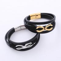 PU leder koord armbanden, 304 roestvrij staal, met Synthetisch leer, drie lagen & mode sieraden & voor de mens, meer kleuren voor de keuze, 12mm, Lengte Ca 7.87 inch, Verkocht door PC