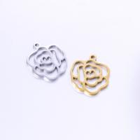 Stainless Steel Flower Pendant 304 Stainless Steel Vacuum Ion Plating DIY Sold By Bag