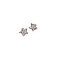 Cubic Zirconia Micro Pave Brass Earring Star silver color plated fashion jewelry & micro pave cubic zirconia & for woman silver color nickel lead & cadmium free Sold By Pair