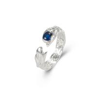 Kubični Zirconia mikro utre srebra prstenje, 925 Sterling Silver, uglađen, Podesiva & micro utrti kubni cirkonij & za žene, srebro, 16.90mm, Prodano By PC