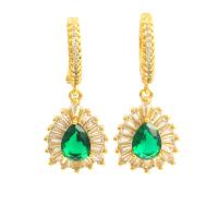 Cubic Zirconia Micro Pave Brass Earring real gold plated micro pave cubic zirconia & for woman Sold By Pair