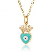 Evil Eye Jewelry Necklace Brass real gold plated micro pave cubic zirconia & for woman & enamel Length Approx 17.7 Inch Sold By PC