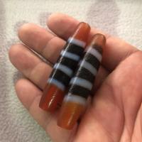 Naturlige tibetanske Agate Dzi Beads, Tibetansk agat, Vintage & du kan DIY, 58x12mm, Solgt af PC