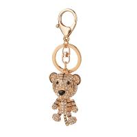 Key Chain, Zinc Alloy, Tiger, forgyldt, med rhinestone, flere farver til valg, 35x130mm, Solgt af PC