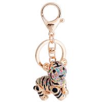 Sleutelhanger, Zinc Alloy, Tijger, gold plated, met strass, meer kleuren voor de keuze, 110mm, Verkocht door PC