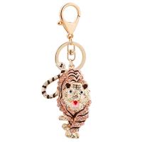 Key Chain, Cink Alloy, Tigar, zlatna boja pozlaćen, različitih stilova za izbor & s Rhinestone, više boja za izbor, 50x130mm, Prodano By PC