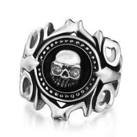 Titantium Steel Finger Ring, Titanium Steel, galvanizált, különböző méretű a választás & az ember & megfeketedik, ezüst, Által értékesített PC