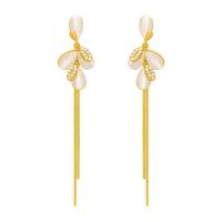 Fashion Fringe Boucles d'oreilles, laiton, Placage de couleur d'or, bijoux de mode & pour femme & avec strass, doré, protéger l'environnement, sans nickel, plomb et cadmium, 6.50mm, Vendu par paire