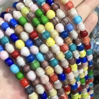 Χάντρες Lampwork, Γυάλινα, Γύρος, ψήσιμο βερνίκι, DIY, μικτά χρώματα, 8mm, Sold Per Περίπου 38 cm Strand