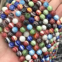 Ręcznie robione koraliki szklane, Lampwork, Koło, DIY, mieszane kolory, 8mm, sprzedawane na około 38 cm Strand