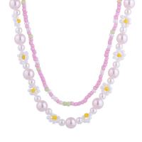 Collana Multi strato, Seedbead, with perla in plastica, Doppio strato & per la donna, colori misti, Lunghezza Appross. 41-46 cm, Venduto da PC