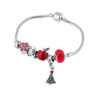 Bracciale European, lega in zinco, with cristallo & ottone, placcato color argento, per la donna & smalto, colori misti, assenza di nichel,piombo&cadmio, Lunghezza Appross. 19 cm, Venduto da PC