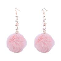 Fluffy Pom Pom Pendientes, felpa, con diamantes de imitación & aleación de zinc, Esférico, chapado en color dorado, para mujer, más colores para la opción, libre de níquel, plomo & cadmio, 56x110mm, Vendido por Par