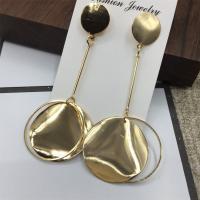 Zinc Alloy Drop Earrings Flat Round gold color plated for woman nickel lead & cadmium free 50-60mm Sold By Pair