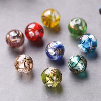 Silver Foil Lampeperler, Lampwork, Runde, du kan DIY, flere farver til valg, 12mm, Hole:Ca. 2mm, Solgt af PC