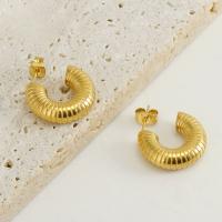 Boucle d'oreille Acier Titane, Plaqué or 18K, bijoux de mode & pour femme, doré, 19x6mm, Vendu par paire