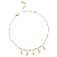 Anklet de acero inoxidable, Partículas de acero, con 5cm extender cadena, Letra V, Joyería & ajustable & para mujer, dorado, libre de níquel, plomo & cadmio, longitud 21.1 cm, Vendido por UD