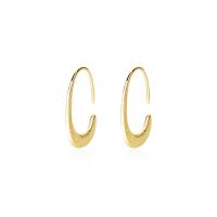 Brinco de prata esterlina jóias, 925 de prata esterlina, Letra C, cromado de cor dourada, joias de moda & para mulher, dourado, 11.50x18.50mm, vendido por PC