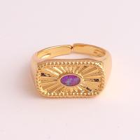 Cubic Zirconia Micro Pave Brass Ring gold color plated Adjustable & micro pave cubic zirconia & for woman 18mm Sold By PC