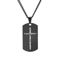 Titanium Steel Pendants Cross Vacuum Ion Plating DIY & for man & with rhinestone Sold By PC