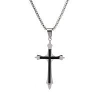 Titanium Steel Pendants Cross DIY & enamel original color Sold By PC