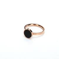 Vinger Ring in edelstaal, 304 roestvrij staal, met Black Shell, Ronde, echte rose goud verguld, verschillende grootte voor keus & verschillende stijlen voor de keuze & voor vrouw, meer kleuren voor de keuze, Maat:5-9, Verkocht door PC