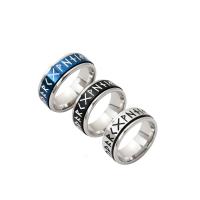 Anello in acciaio inox, 304 acciaio inox, girevole & unisex & formato differente per scelta & con modello lettera & smalto, nessuno, 8mm, Misura:6-12, Venduto da PC