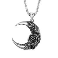 Collier d'acier titane, avec Pendentif en alliage de zinc, lune, unisexe, couleur originale, Longueur Environ 23.62 pouce, Vendu par PC