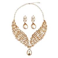 Crystal Jewelry Sets Zinc Alloy with Crystal plated 2 pieces & for woman & with rhinestone Length Approx 18.5 Inch Sold By Set