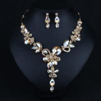 Crystal Jewelry Sets Zinc Alloy with Crystal plated 2 pieces & for woman & with rhinestone Length Approx 18.89 Inch Sold By Set