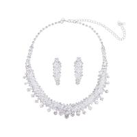 Crystal Sieraden Sets, Zinc Alloy, met Kristal, plated, 2 stuks & voor vrouw & met strass, duidelijk, 50mm, Lengte Ca 18.89 inch, Verkocht door Stel