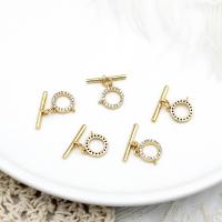 Brass Toggle καρφίτσα, Ορείχαλκος, 18K επιχρυσωμένο, DIY & διαφορετικά στυλ για την επιλογή & μικρο ανοίξει κυβικά ζιρκονία, Sold Με PC