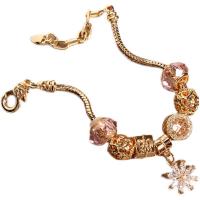 European Bracelet, Sinc Alloy, le Crystal, dath an óir plated, do bhean & le rhinestone, Fad Thart 7.48 Inse, Díolta De réir PC