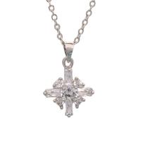 Collier en laiton, Placage de couleur platine, pour femme & avec strass, Longueur Environ 15.75 pouce, Vendu par PC