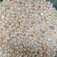 Button Gekweekte Zoetwater Parel kralen, Rond plat, DIY, wit, 4-5mm, Per verkocht Ca 14.17 inch Strand