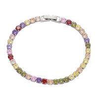 Pulseira Zirconia cúbico, liga de zinco, banhado, joias de moda & para mulher & com zircônia cúbica, Mais cores pare escolha, 180x4mm, vendido por PC