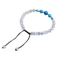 Bracelets de pierres précieuses, quartz clair, avec Cordon de noeud & Apatites & laiton, fait à la main, bijoux de mode & pour femme, Longueur 18 cm, Vendu par PC