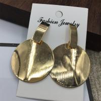 Zinc Alloy Korvakorut, Sinkkiseos, Litteä pyöreä, kullan väri kullattu, naiselle, nikkeli, lyijy ja kadmium vapaa, 50-60mm, Myymät Pair