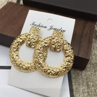 Pendientes de Aleación de Zinc, Donut, chapado en color dorado, para mujer & hueco, libre de níquel, plomo & cadmio, 50-60mm, Vendido por Par