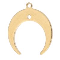 Brass Korut Riipukset, Messinki, Kuu, Unisex & double-reikäinen, alkuperäinen väri, nikkeli, lyijy ja kadmium vapaa, 18x19x1mm, Reikä:N. 1mm, N. 1000PC/laukku, Myymät laukku