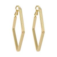 Pendientes de Aro en Latón, metal, Rombo, chapado en color dorado, para mujer, dorado, libre de níquel, plomo & cadmio, 48x33mm, Vendido por Par