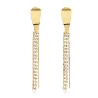 Fashion Fringe Oorbellen, Messing, gold plated, voor vrouw & met strass, gouden, nikkel, lood en cadmium vrij, 73x10mm, Verkocht door pair