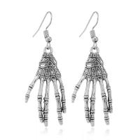 Zinc Alloy Oorbellen, Hand, silver plated, voor vrouw, zilver, nikkel, lood en cadmium vrij, 58x20mm, Verkocht door pair